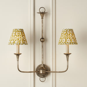Block Print Pleated Chandelier Shade - Gold