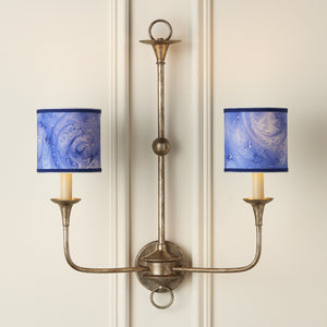 Marble Paper Drum Chandelier Shade - Blue