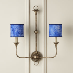 Marble Paper Drum Chandelier Shade - Blue