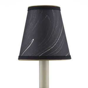 Marble Paper Tapered Chandelier Shade - Black/Gold/Silver