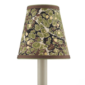 Marble Paper Tapered Chandelier Shade - Green/Brown/Gold