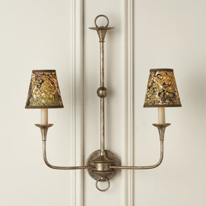 Marble Paper Tapered Chandelier Shade - Green/Brown/Gold