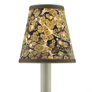 Marble Paper Tapered Chandelier Shade - Green/Brown/Gold