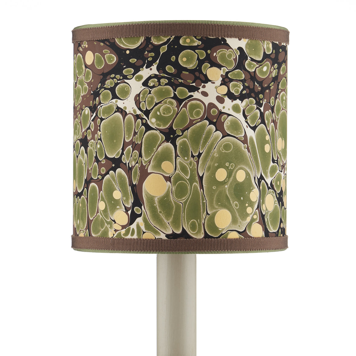 Marble Paper Drum Chandelier Shade - Green/Brown/Gold