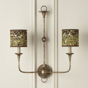 Marble Paper Drum Chandelier Shade - Green/Brown/Gold