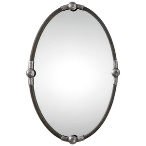 Oval Iron Mirror - Silver Accents