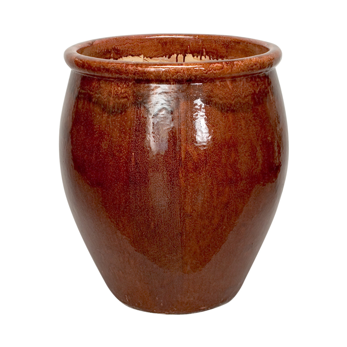 Large Planter with Lip- Large in Amber Brown Glaze
