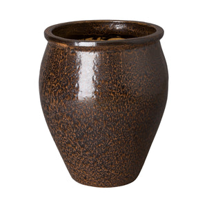 Tall Walnut Ceramic Planter with Lip - Large