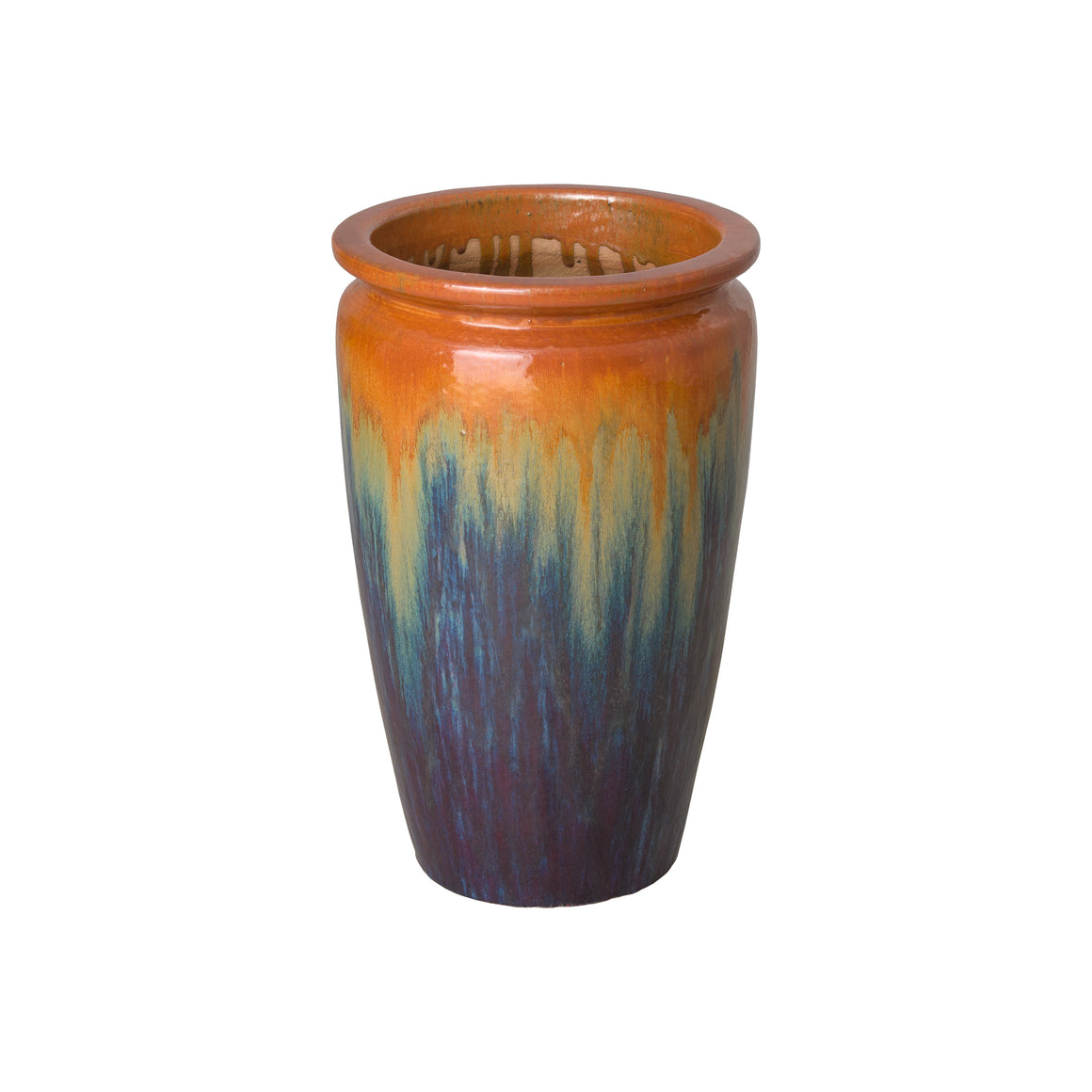 Small Ceramic Rim Planter - Seafoam Glaze