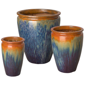 Small Ceramic Rim Planter - Seafoam Glaze