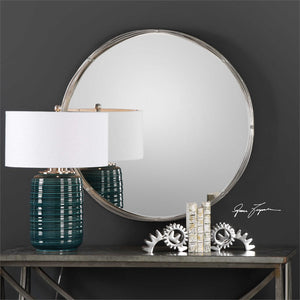 Modern Floating Round Mirror – Wire Strand Frame