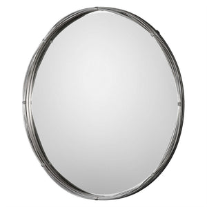 Modern Floating Round Mirror – Wire Strand Frame