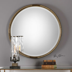 Round Industrial Gold Iron Mirror