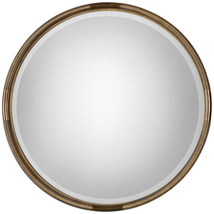Round Industrial Gold Iron Mirror