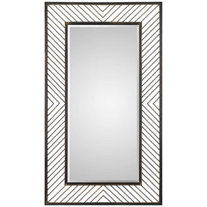 Rectangular Iron Chevron Pattern Mirror