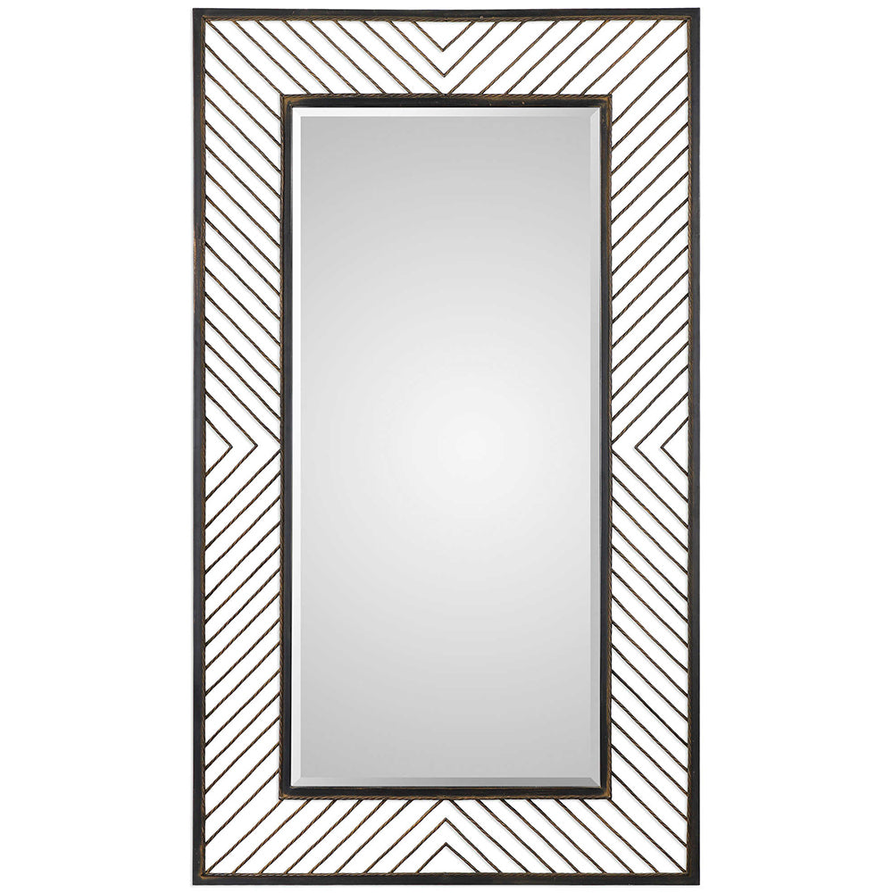 Rectangular Iron Chevron Pattern Mirror