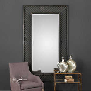 Rectangular Iron Chevron Pattern Mirror