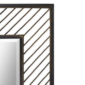 Rectangular Iron Chevron Pattern Mirror