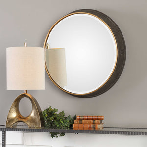 Rustic Round Mirror with Iron Frame