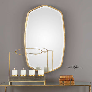 Large Gold Leafed Mirror with Ovoid Frame