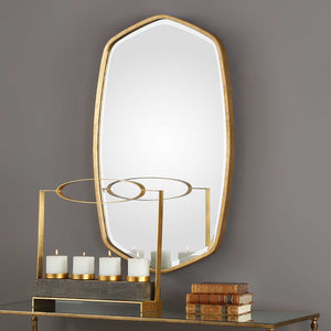 Large Gold Leafed Mirror with Ovoid Frame