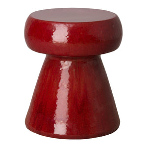 Portabello Garden Stool/Table with a Red Glaze