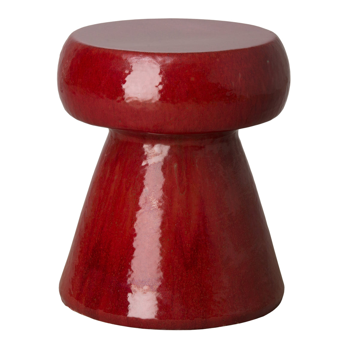 Portabello Garden Stool/Table with a Burgundy Drip Glaze