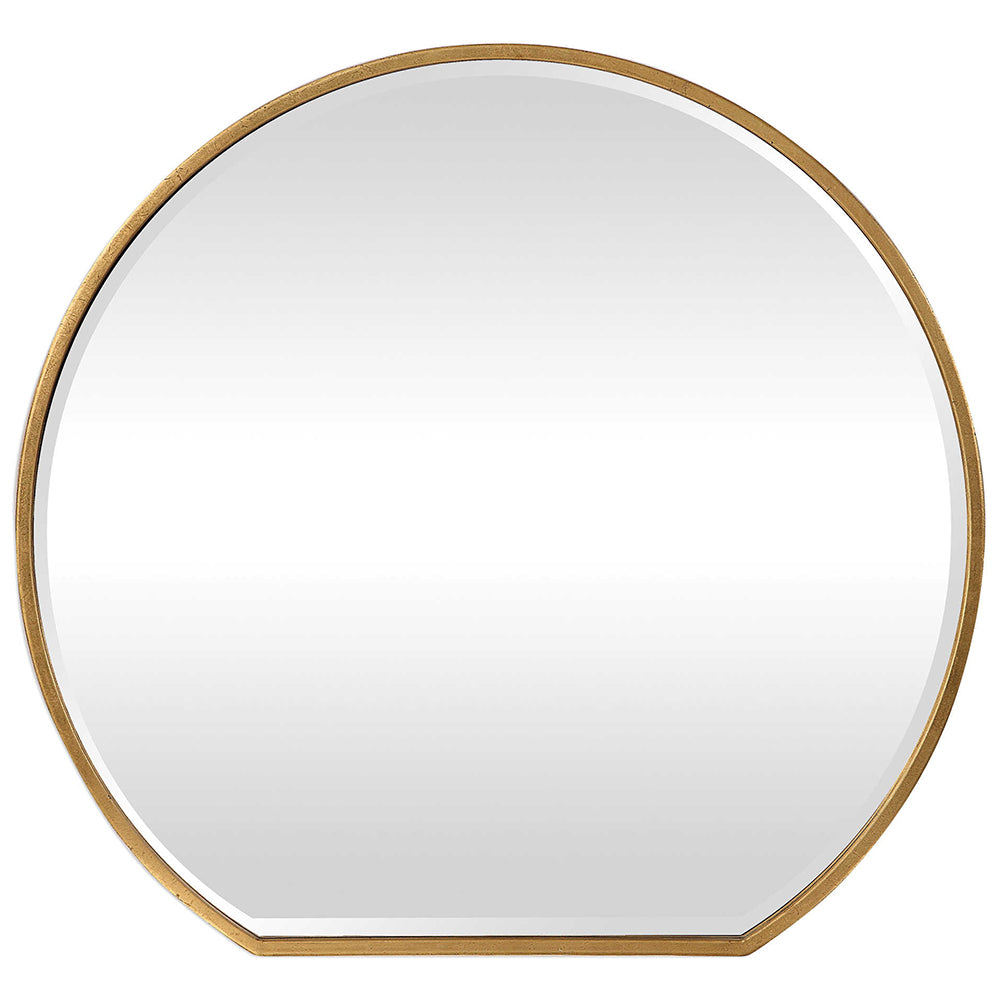 Large Round Mirror with Flat Edge - Gold Leaf