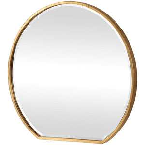 Large Round Mirror with Flat Edge - Gold Leaf