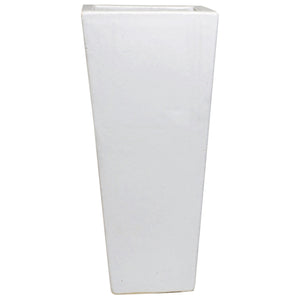 Tall Square Pot with White Glaze