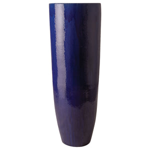 Tall Round Ceramic Jar Planter - Blue