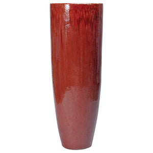 Tall Round Ceramic Planter - Red