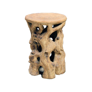 Natural Tree Trunk Stool with Matte Glaze