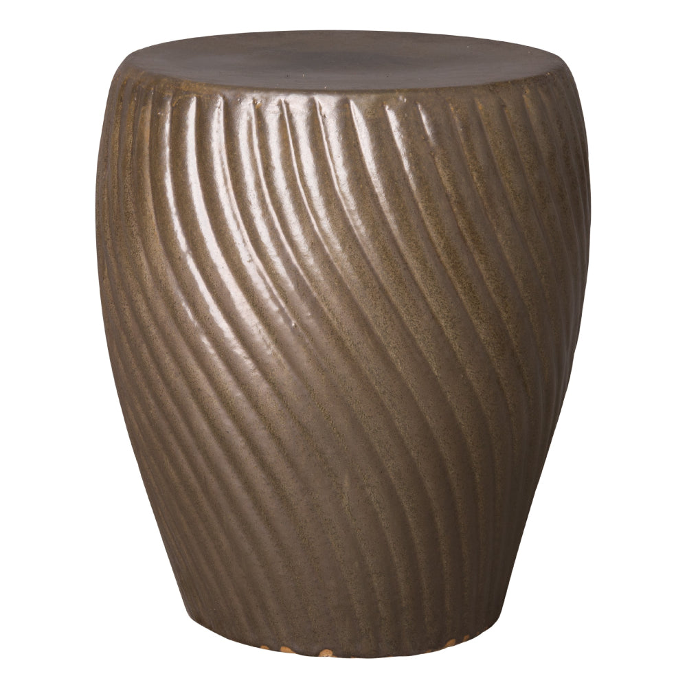 Spiral Garden Stool – Metallic Taupe Glaze