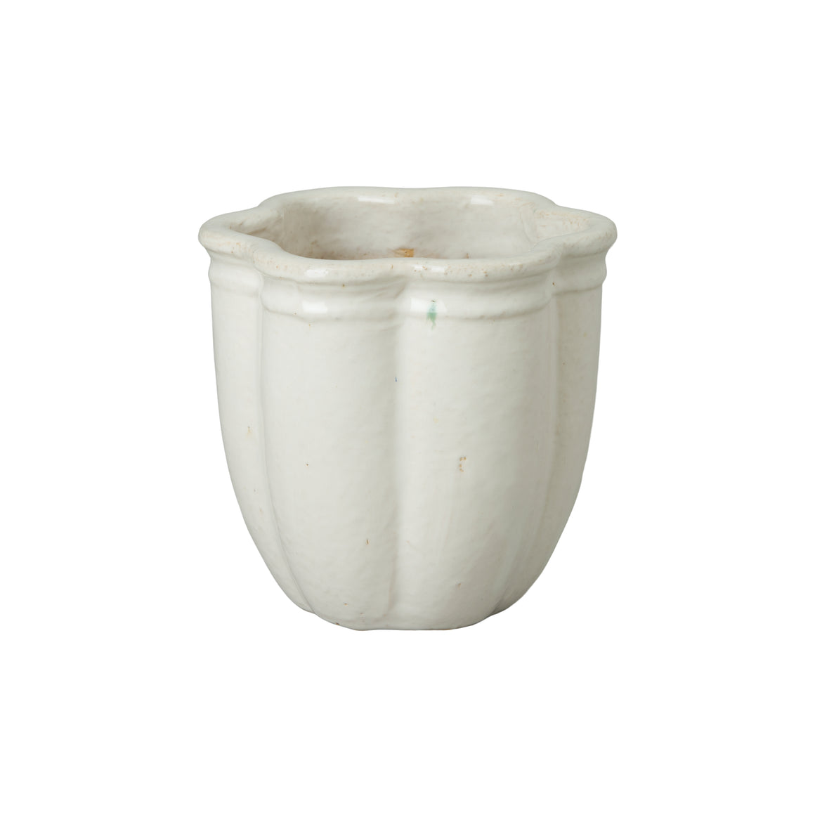 Scalloped White Ceramic Planter - Small