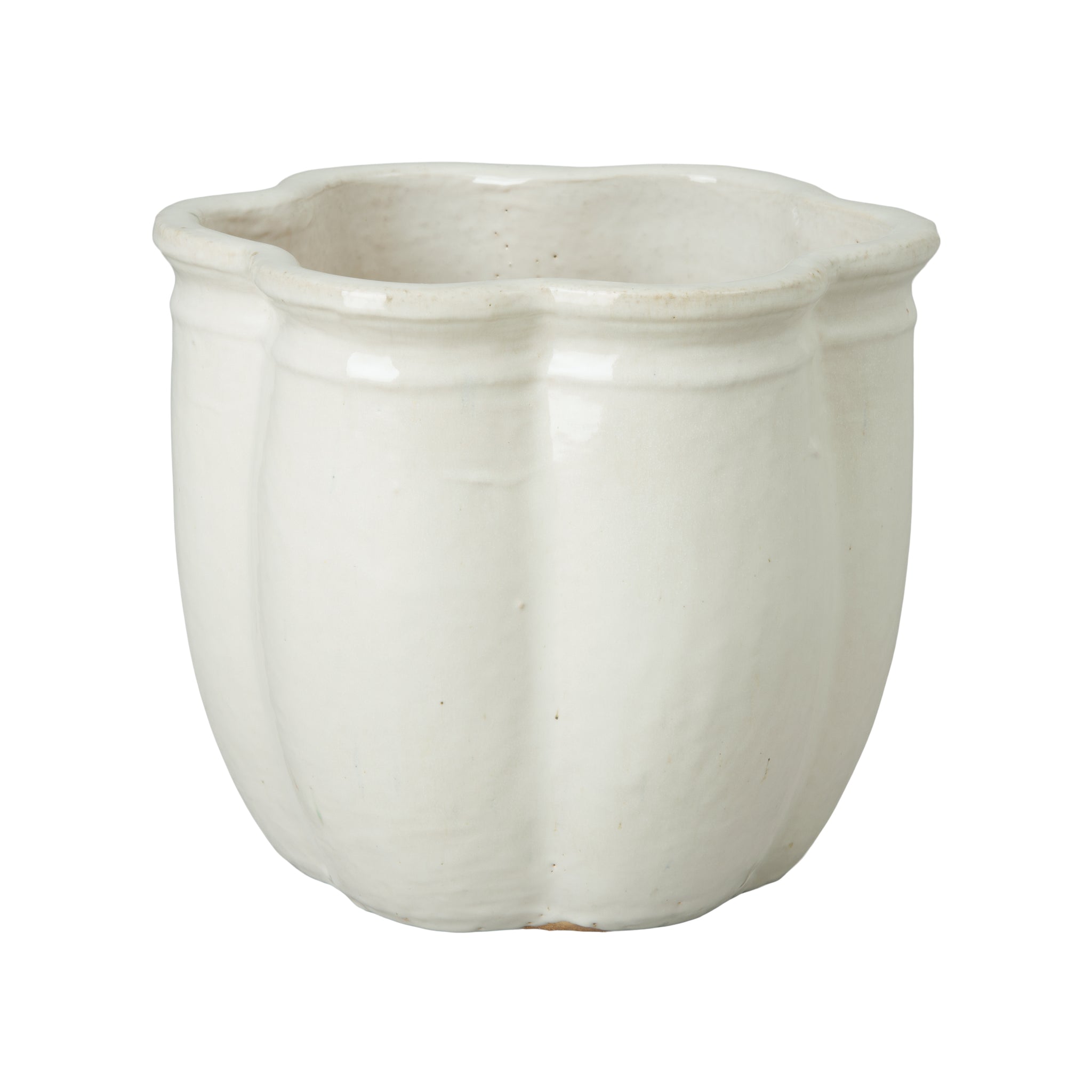 scalloped planter pot Scalloped White Ceramic Planter - Medium
