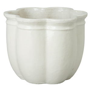 Scalloped White Ceramic Planter - Large