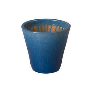 Tapered Glossy Blue Ceramic Planter - Medium