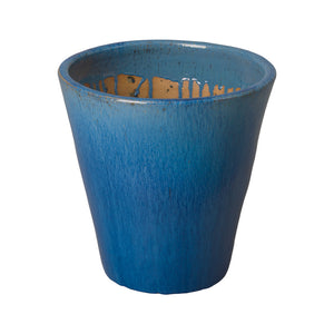 Tapered Glossy Blue Ceramic Planter - Large
