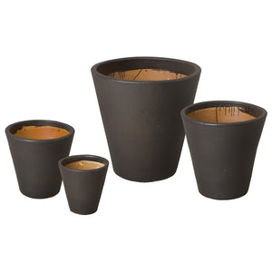 Tapered Matte Black Ceramic Planter - Extra Large