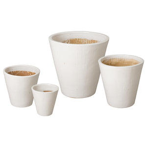 Tapered Glossy White Ceramic Planter - Medium