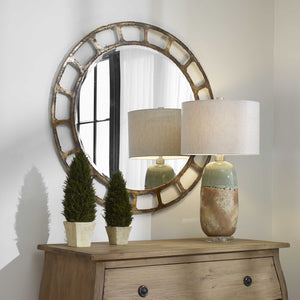 Darby Distressed Round Mirror