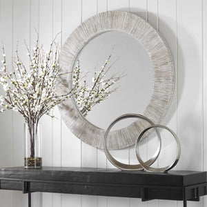 Repose Whitewash Round Mirror