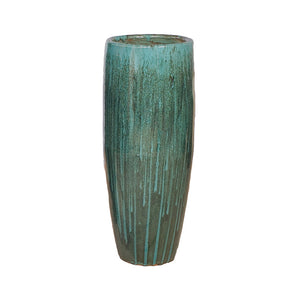 Tall Cylinder Ceramic Planter - Teal