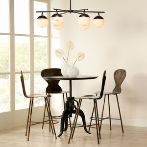 Metro 6 Light Chandelier - Faux White Alabaster and Oil Rubbed Bronze w/ Antique Brass Accents