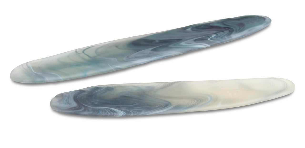 Currey and Company Midnight Blue Tray Set of 2 - Midnight Blue/Frosted