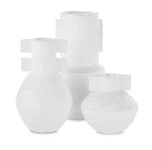 Currey and Company Aegean White Vase Set of 3 - Textured White