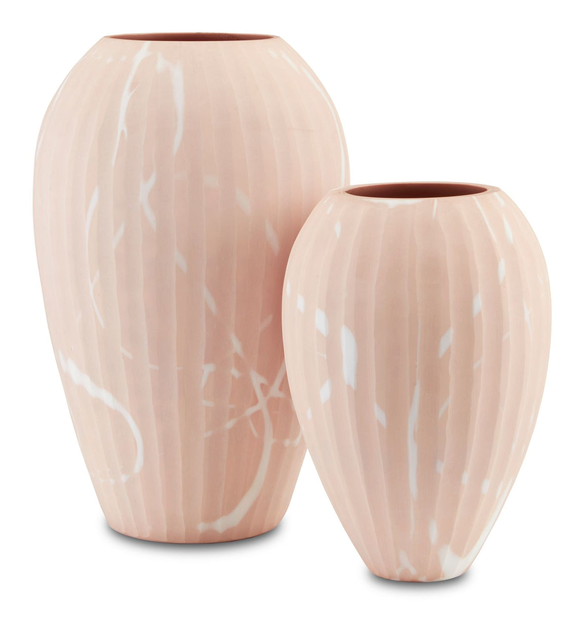 Currey and Company Lawrence Sand Vase Set of 2 - Blush/White
