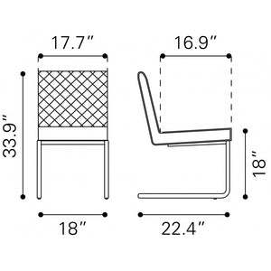 Quilt Armless Dining Chair White (Set of 2) - White