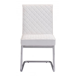 Quilt Armless Dining Chair White (Set of 2) - White